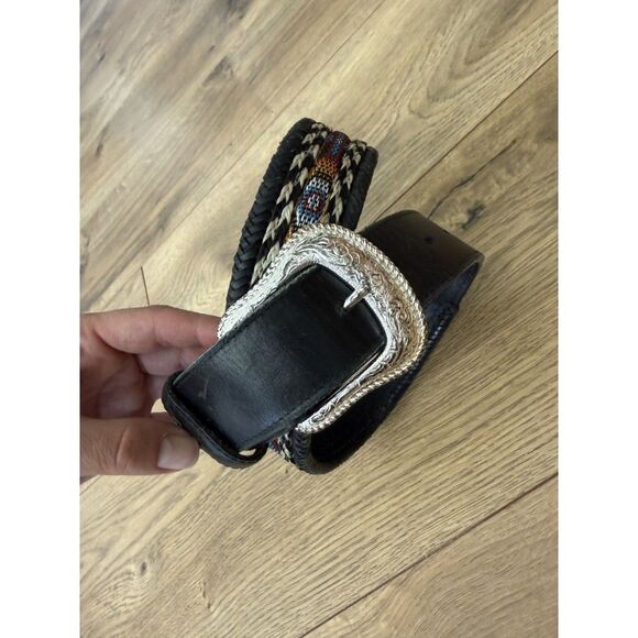 NOCONA black vintage horsehair native weave belt southewestern western cowboy main image 4